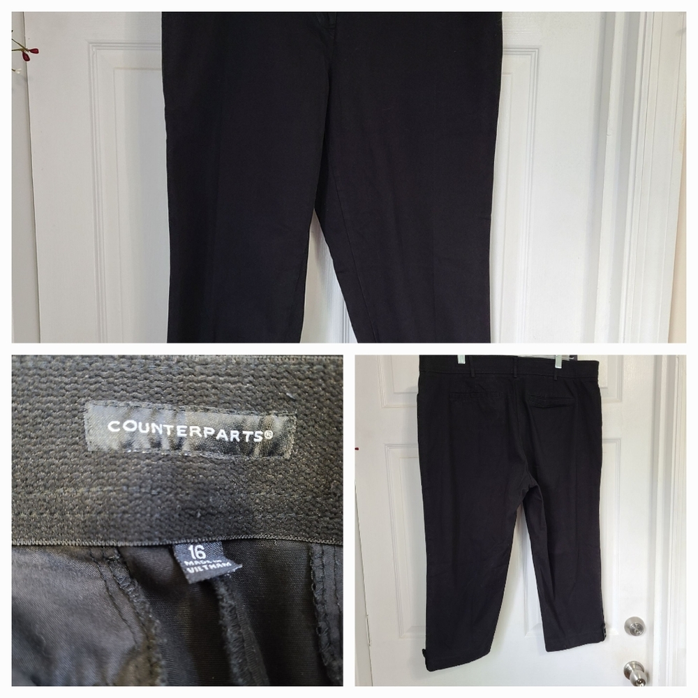 (876) Counterparts Woman's Black Capris, Size: 16
